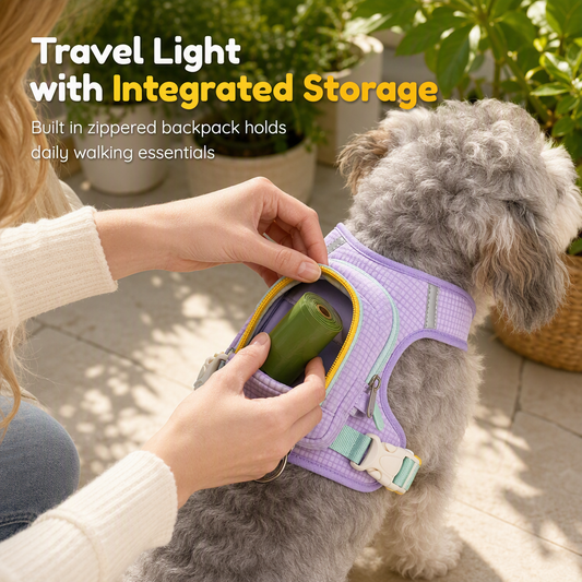 🐕 50 % RABATT NU! 🎒 Vadderad väst med integrerad ryggsäck – ergonomiskt bröststöd & reflekterande remmar för små hundar 🐾