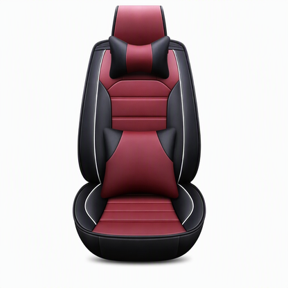 🚗 50 % RABATT NU! 🪑 Universella läderskydd för bilsäten med full täckning – 5-sitsig, färgblock & horisontella ränder ✨
