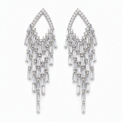 💎 50 % RABATT NU! ✨ Örhängen med zirkoner – droppformade med tofsar, S925 sterlingsilver & elegant glans 💙