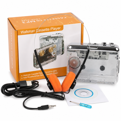 📼 50 % RABATT NU! 🎧 Transparent bärbar kassettbandspelare & kassett till MP3-omvandlare med USB-C – rädda dina gamla band ✨