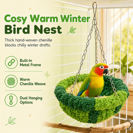 🐦 50 % RABATT NU! ☁️ Varmt vinterfågelbo i bomull – hängmatta & sovplats för papegoja, nymfkakadua och undulat 🧶