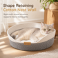 🐱 50 % RABATT NU! 🧶 Integrerad kattbädd & klösbräda – flätade bomullsväggar, plyschkudde & handvävd design för inomhuskatter 🐾