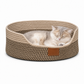 🐱 50 % RABATT NU! 🧶 Integrerad kattbädd & klösbräda – flätade bomullsväggar, plyschkudde & handvävd design för inomhuskatter 🐾