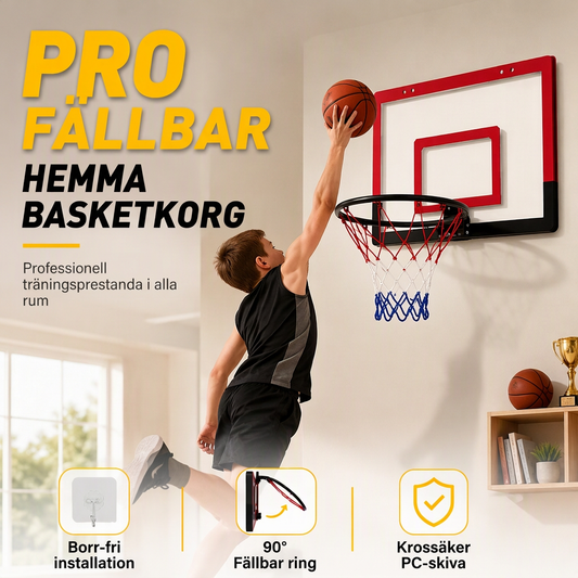 🏀 50 % RABATT NU! 🧒 Borrfri hopfällbar basketkorg för barn – tyst inomhuslek & skadefria väggar 🏠