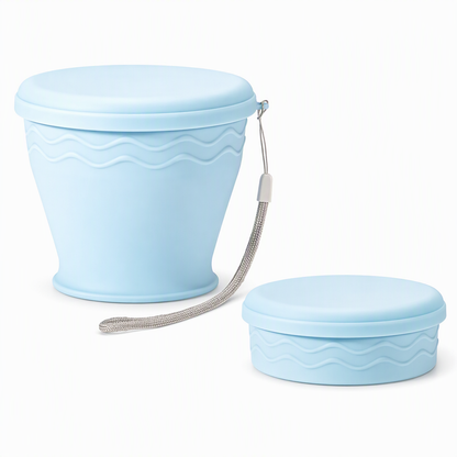 🥤 50 % RABATT NU! 🎒 Kompakt hopfällbar resemugg i silikon – fälls platt, fäster på ryggsäcken & tål kokande vatten 💧
