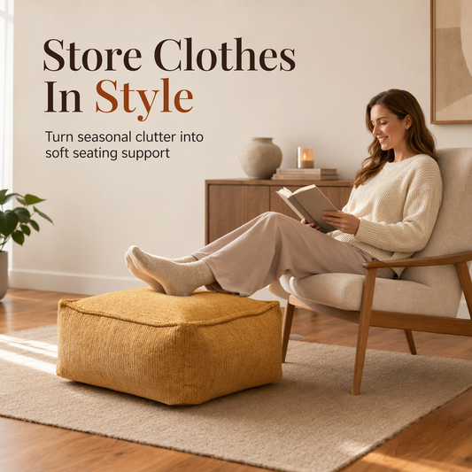 🛋️ 50 % RABATT NU! 🧺 Förvaringspuff & sittpallfodral 45x45x23 cm – fyll med kläder & klarar 100 kg 🌿