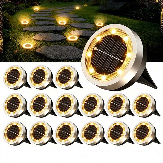 ☀️ 50 % RABATT NU! 🌿 Solcellsdrivna markspjut med 8 LED – 304 rostfritt stål & automatisk tändning/släckning, 4-pack 💡