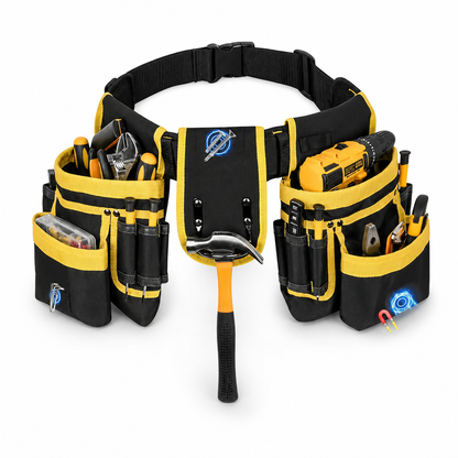 🧰 50 % RABATT NU! 👷 Justerbart verktygsbälte med flera fickor – starkt magnetiskt grepp & händerna fria 🛠️
