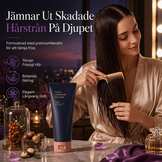 💆 50 % RABATT NU! 🌿 Keratin mjukgörande hårmask – återställer skadat hår med macadamiaolja & havtorn 🌺