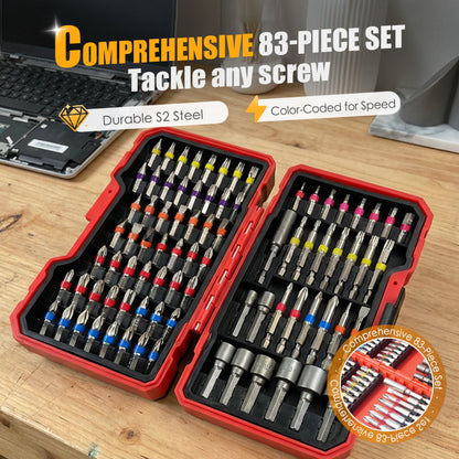 🛠️ 50 % RABATT NU! 🔩 Omfattande set med 83 delar i S2-stål – färgkodad organisation & bärbar förvaring för alla reparationer ⚙️