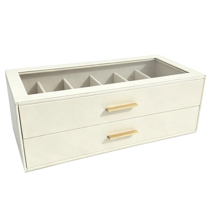 👓 50 % RABATT NU! ✨ Glasögonarrangör i handsytt PU-läder – mjukt sammetfoder & fack för alla bågar 💼