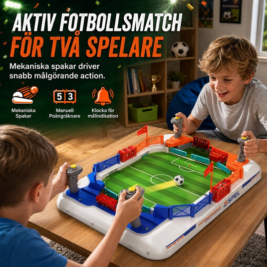 ⚽ 50 % RABATT NU! 🎮 Aktiv fotbollsmatch för två spelare – fjäderstyrda spakar & målklocka för rolig inomhuslek 🏆