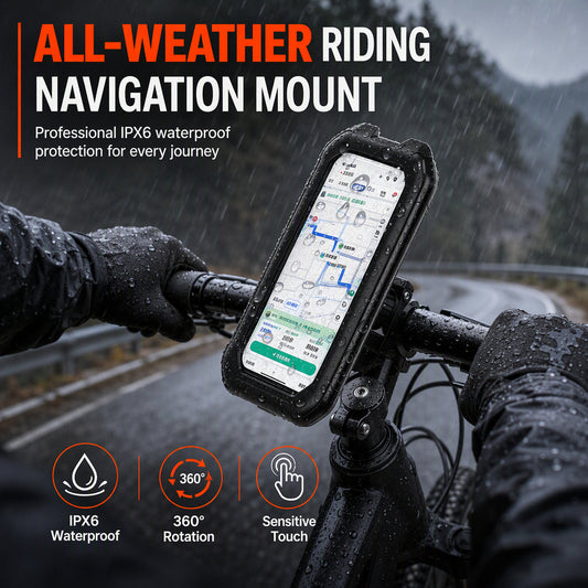 🚴 50 % RABATT NU! 💧 IPX6-vattentät mobilhållare för cykel – 360° rotation & pekskärmskontroll för stormiga äventyr 🌧️