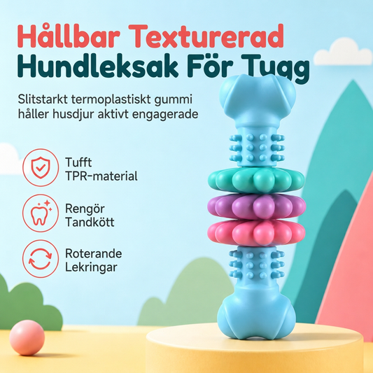🦴 50 % RABATT NU! 🐕 TPR-tuggleksak med ytstruktur för hundar – roterande mittringar & texturerad kropp 💙