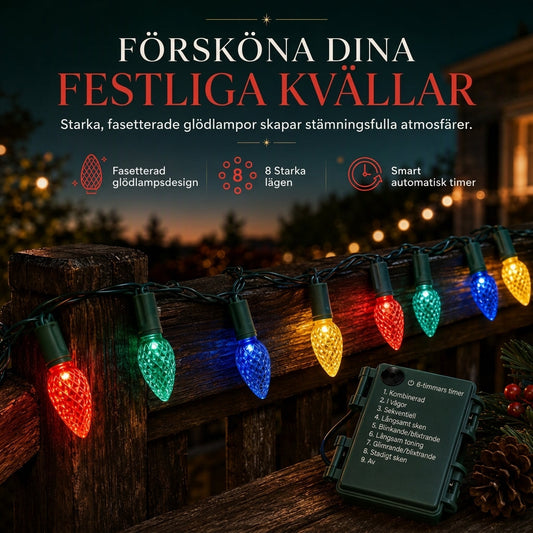 🍓 50 % RABATT NU! 💡 Strukturerad jordgubbsljusslinga – 8 ljusfunktioner & förseglade lamputtag för fest och utomhus 🎉