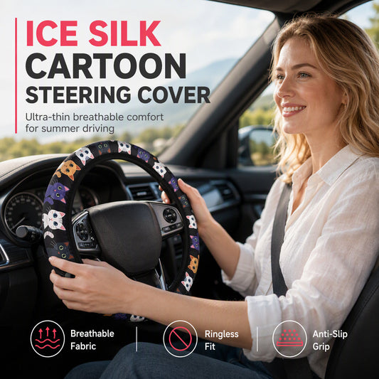 🚗 50 % RABATT NU! 🧵 Elastiskt rattskydd utan innerring – svalt grepp, ventilerande tyg & perfekt passform för 37–38 cm rattar ✨