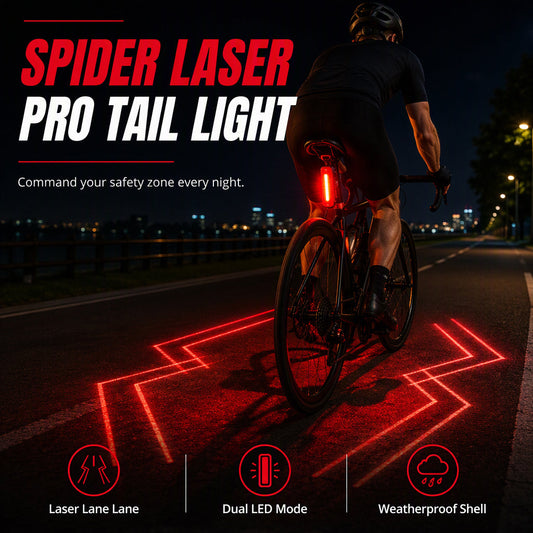 🚴 50 % RABATT NU! 🕷️ Spider Laser Pro baklykta för cykel – aktiv laserbarriär & fem LED-pärlor för maximal säkerhet i mörker 🌙