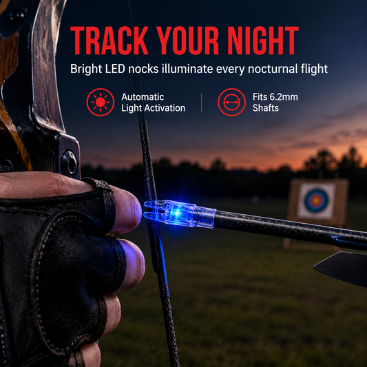 🏹 50 % RABATT NU! ✨ Automatisk LED-pilbelysning – lyser vid strängkontakt i fyra färger för nattjakt & säkrare skott 🎯