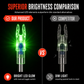 🏹 50 % RABATT NU! ✨ Automatisk LED-pilbelysning – lyser vid strängkontakt i fyra färger för nattjakt & säkrare skott 🎯