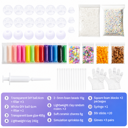 🎨 50 % RABATT NU! 🌈 DIY stressbollsset – blanda färgglad lera & glitter för känselstimulerande lek, läckagesäker konstruktion ✨